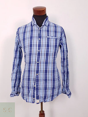 Camisa Pierre Cardin azul cuadros - Talla M