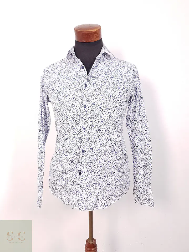 Camisa Nils Sundstrom azules flores - Talla S Slim 3