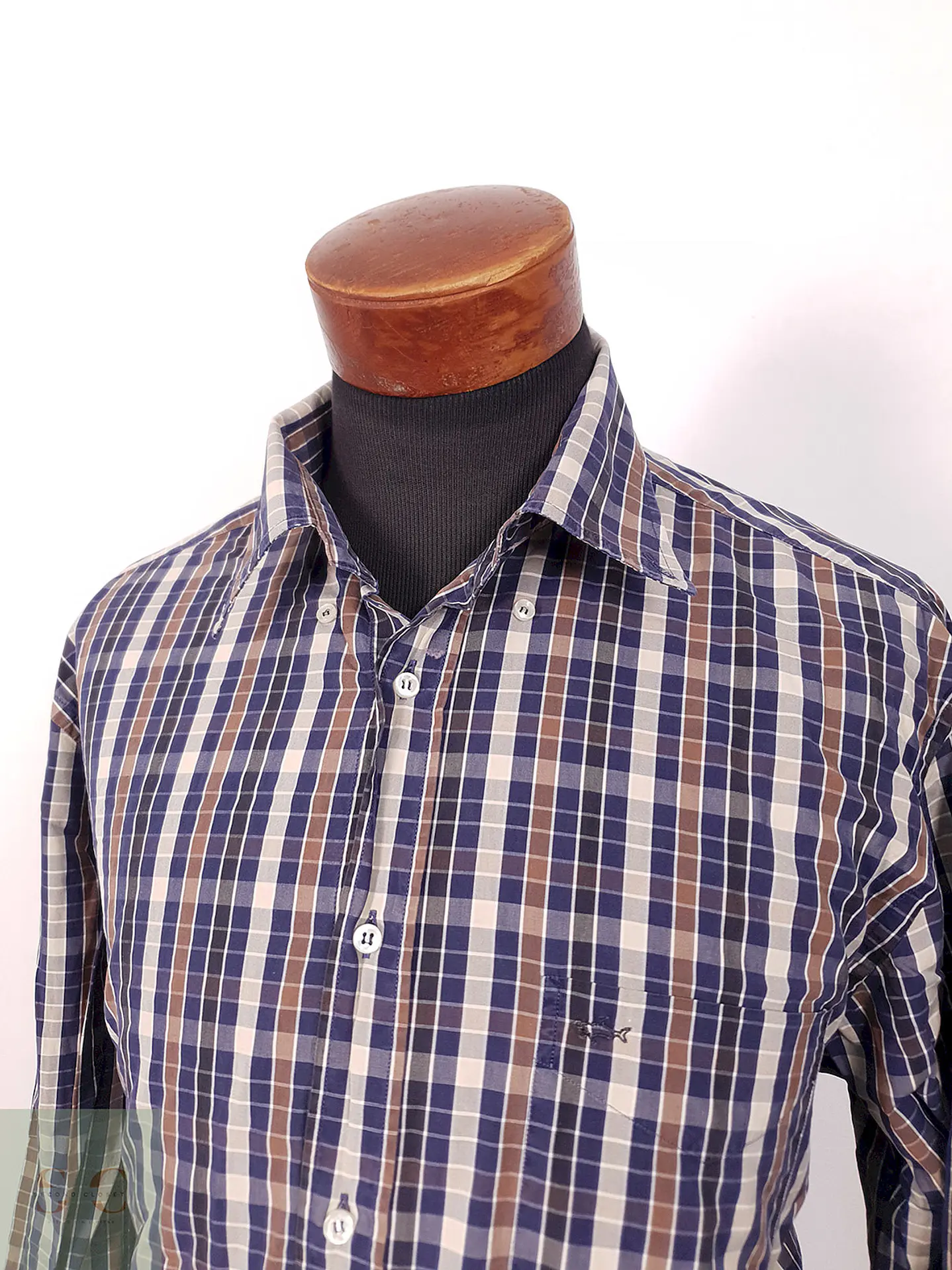 Camisa Paul y Shark azul café negro cuadros - Talla XL 3