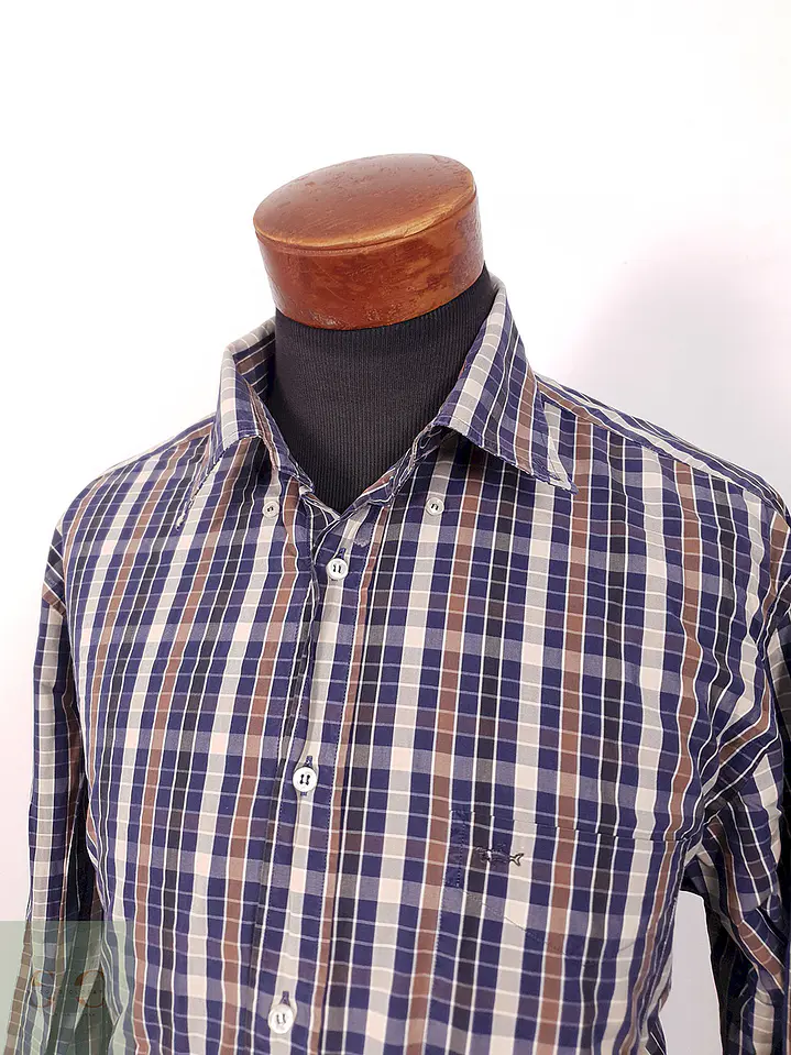 Camisa Paul y Shark azul café negro cuadros - Talla XL 3