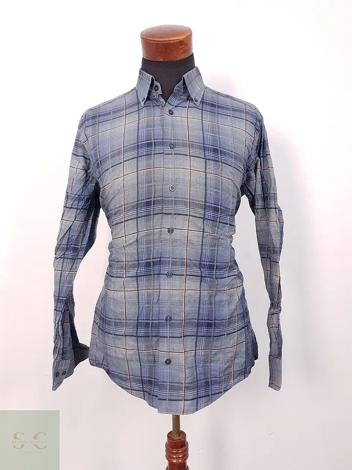 Camisa Casamoda azul naranjo cuadros - Talla M 3