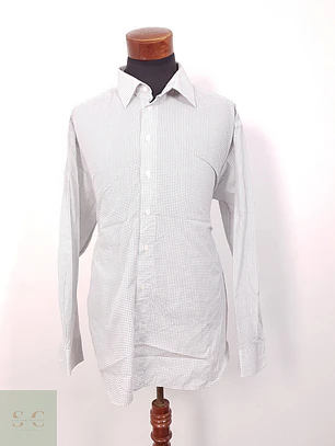 Camisa Henry Morell gris blanco microcuadros - Talla XXL
