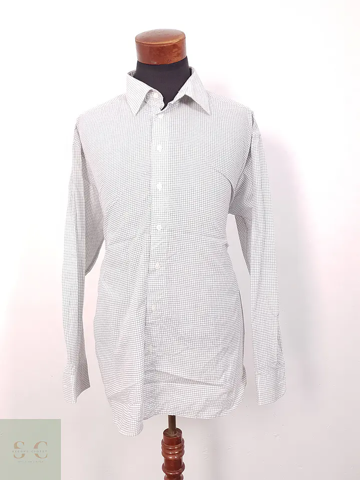 Camisa Henry Morell gris blanco microcuadros - Talla XXL 3