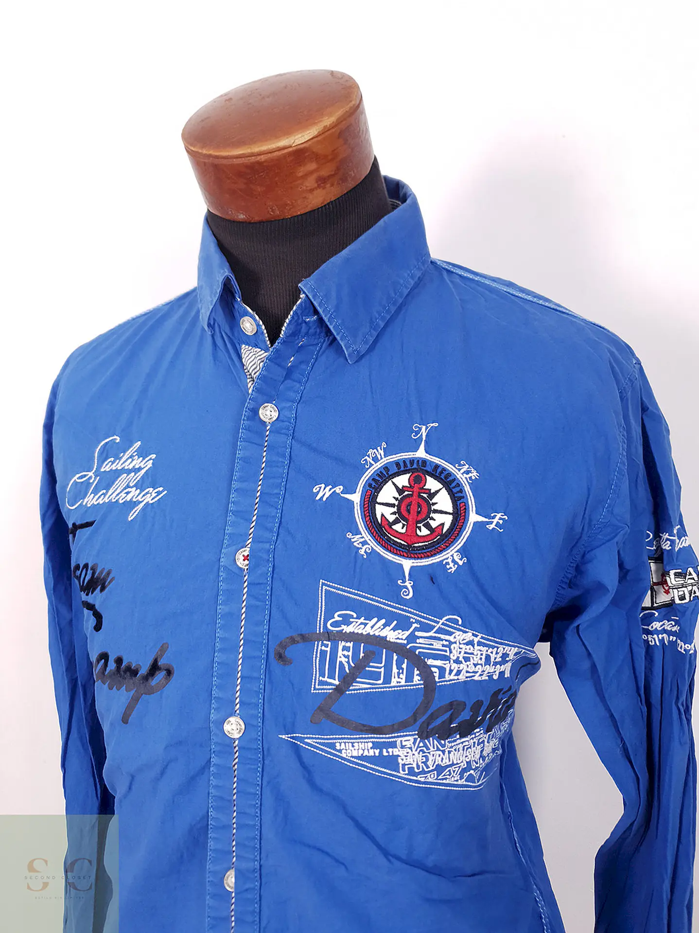 Camisa Camp David azul letras - Talla L 3