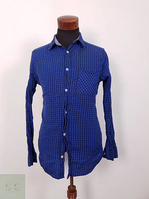 Camisa Identic Man azul negro cuadros - Talla L