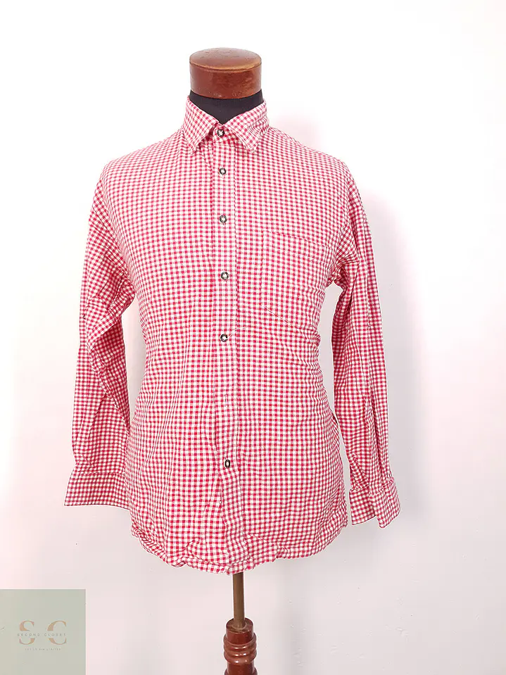Camisa Usar Trachten rojo blanco cuadros - Talla L 3