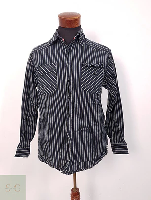Camisa Identic Culture negro plomo rayas - Talla M