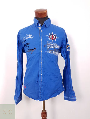 Camisa Camp David azul letras - Talla L