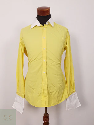 Camisa Kuhn amarillo cuello blanco - Talla L