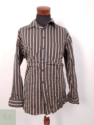Camisa Bexley negro café rayas - Talla XL