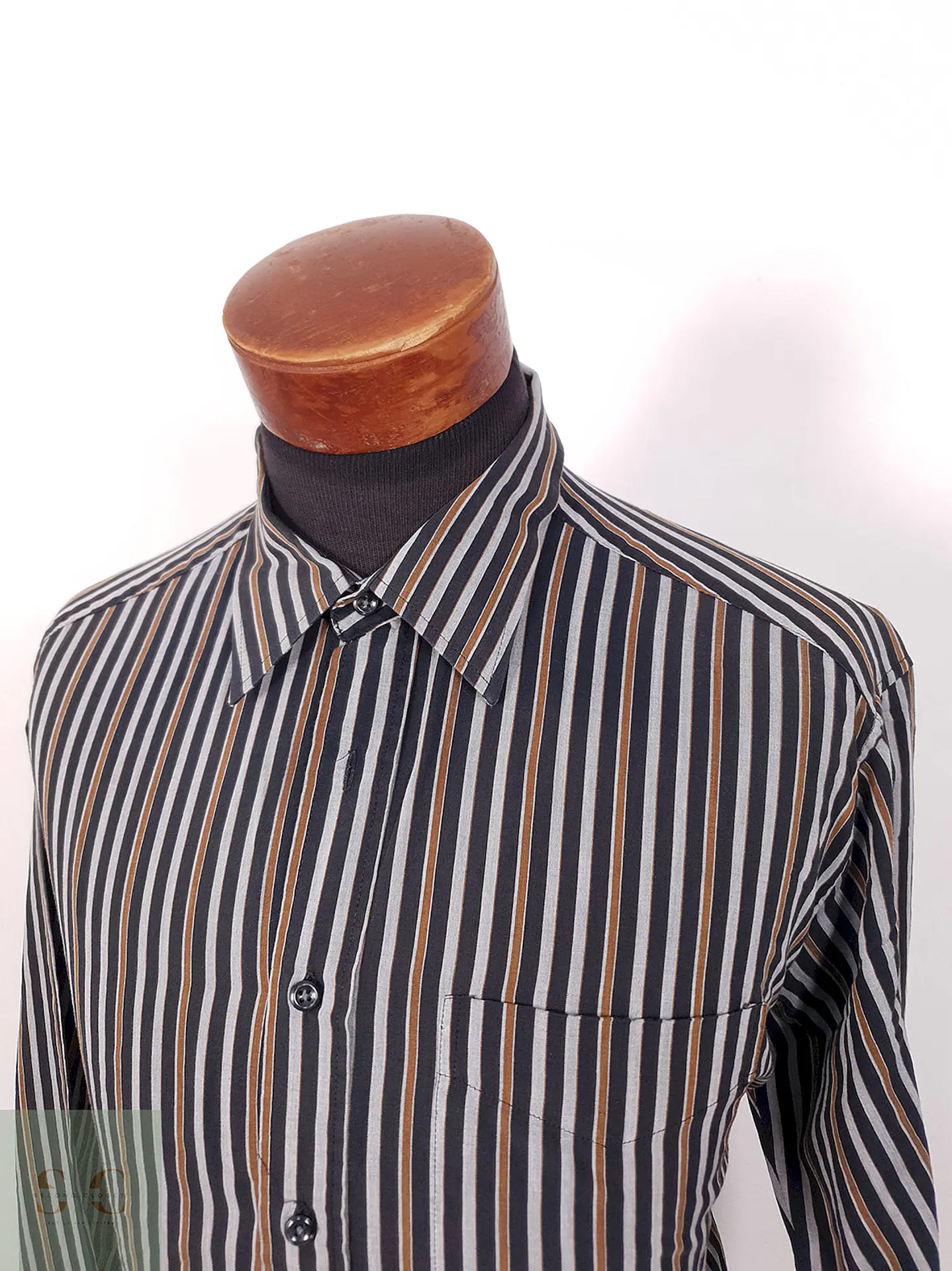 Camisa La Mode rayas negra gris café - Talla L 2