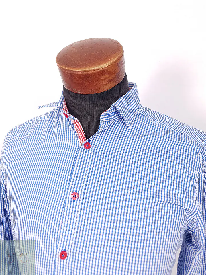Camisa Jack y Jones celeste cuadros - Talla M Slim 3