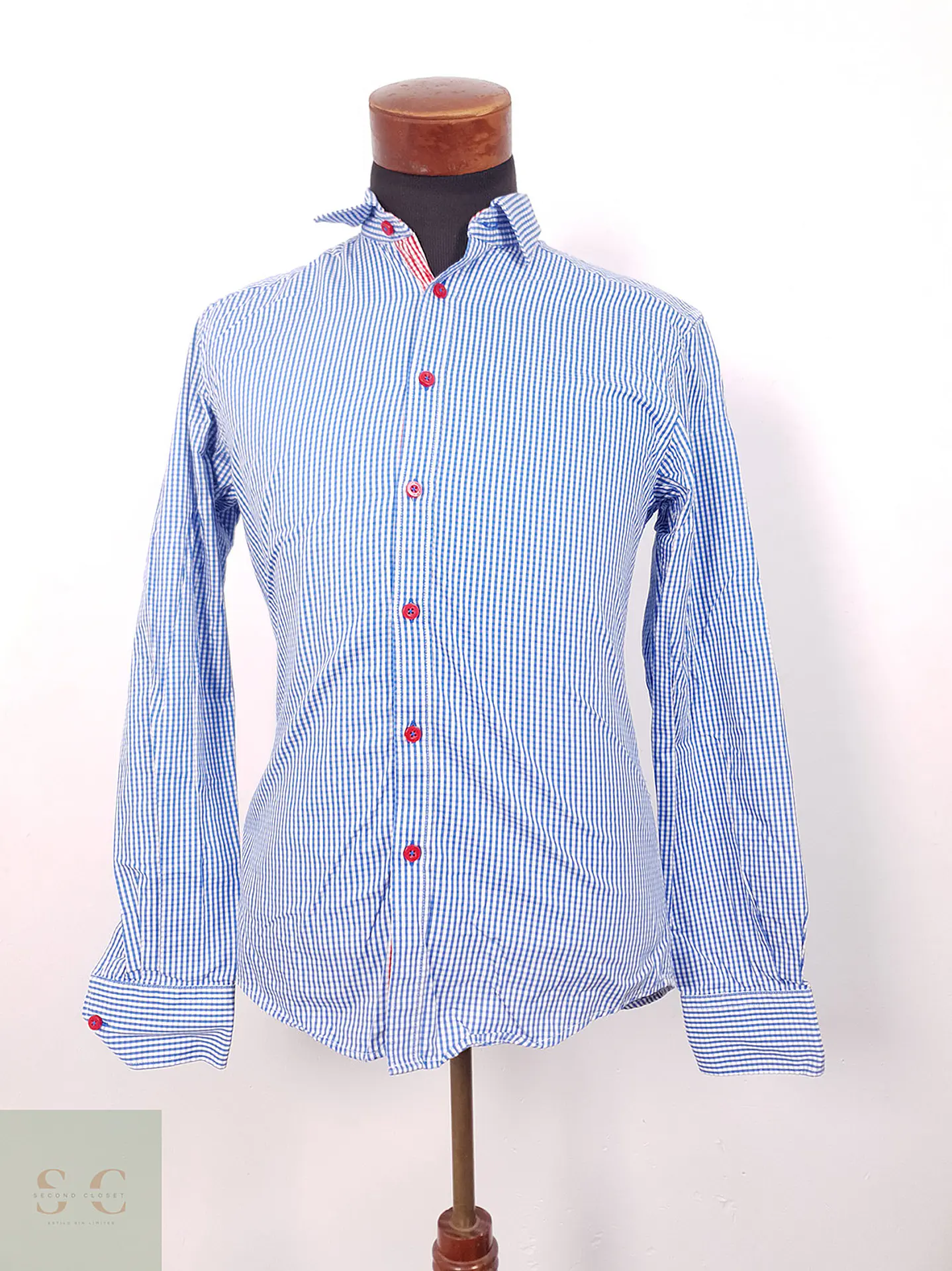 Camisa Jack y Jones celeste cuadros - Talla M Slim 1