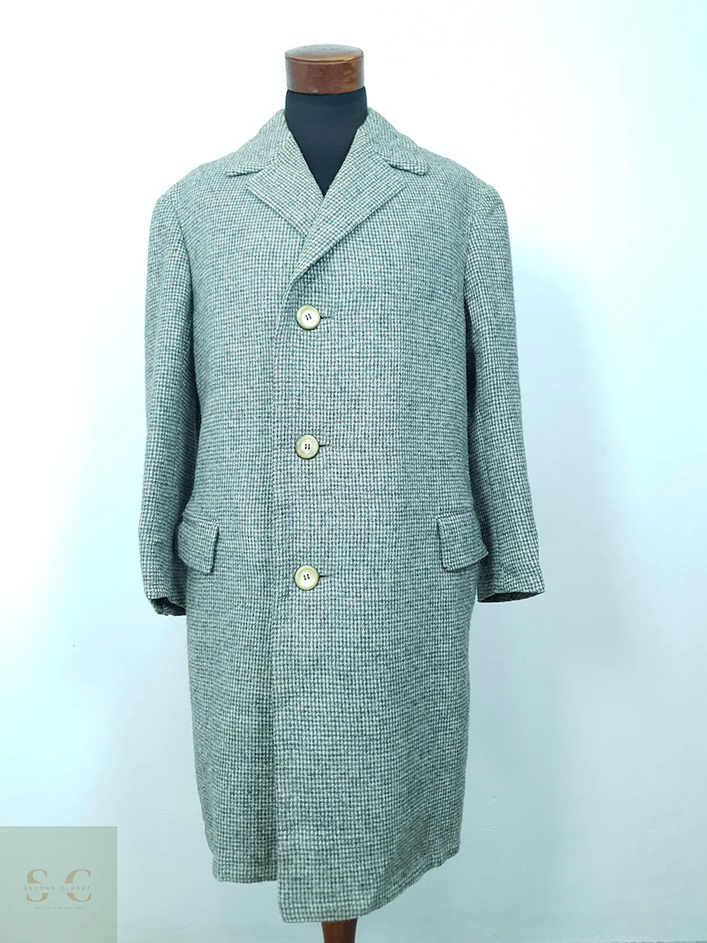 Abrigo Harris Tweed Vintage Largo 100% Lana Escocesa - Talla XL 2
