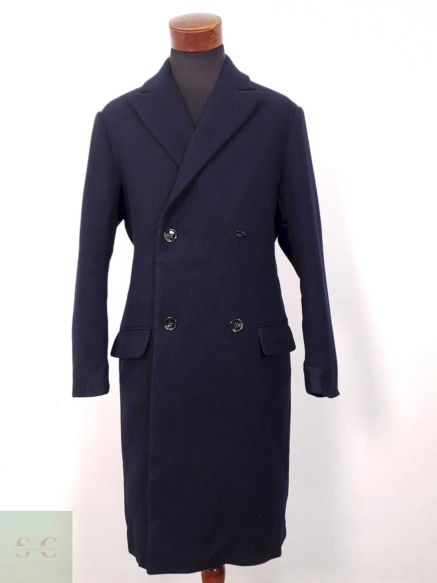 Abrigo H&M Cruzado Azul Marino Lana - Talla M 2