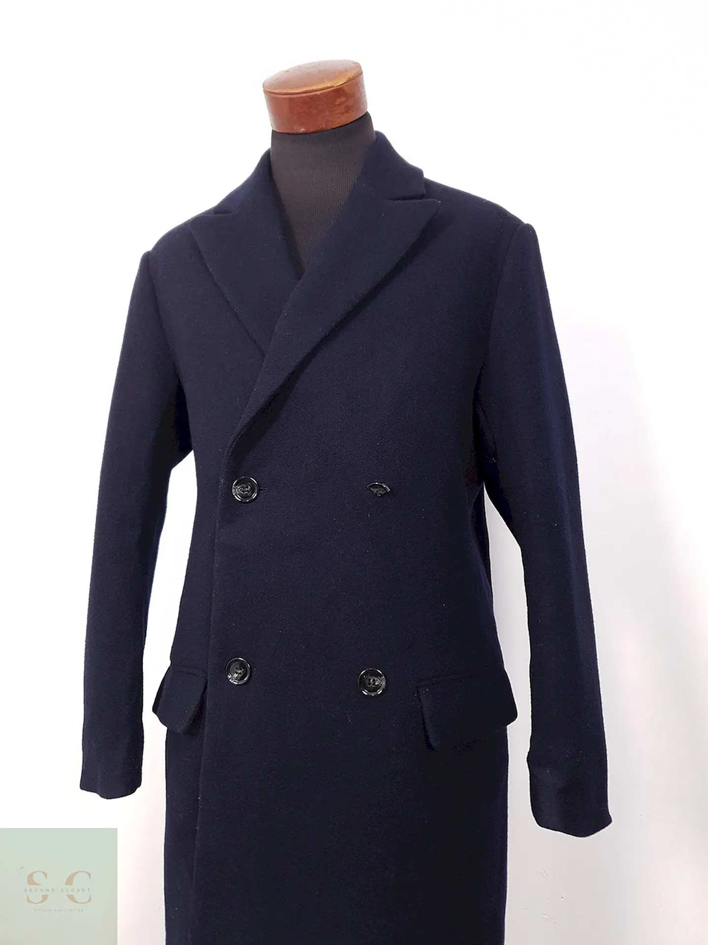 Abrigo H&M Cruzado Azul Marino Lana - Talla M 3