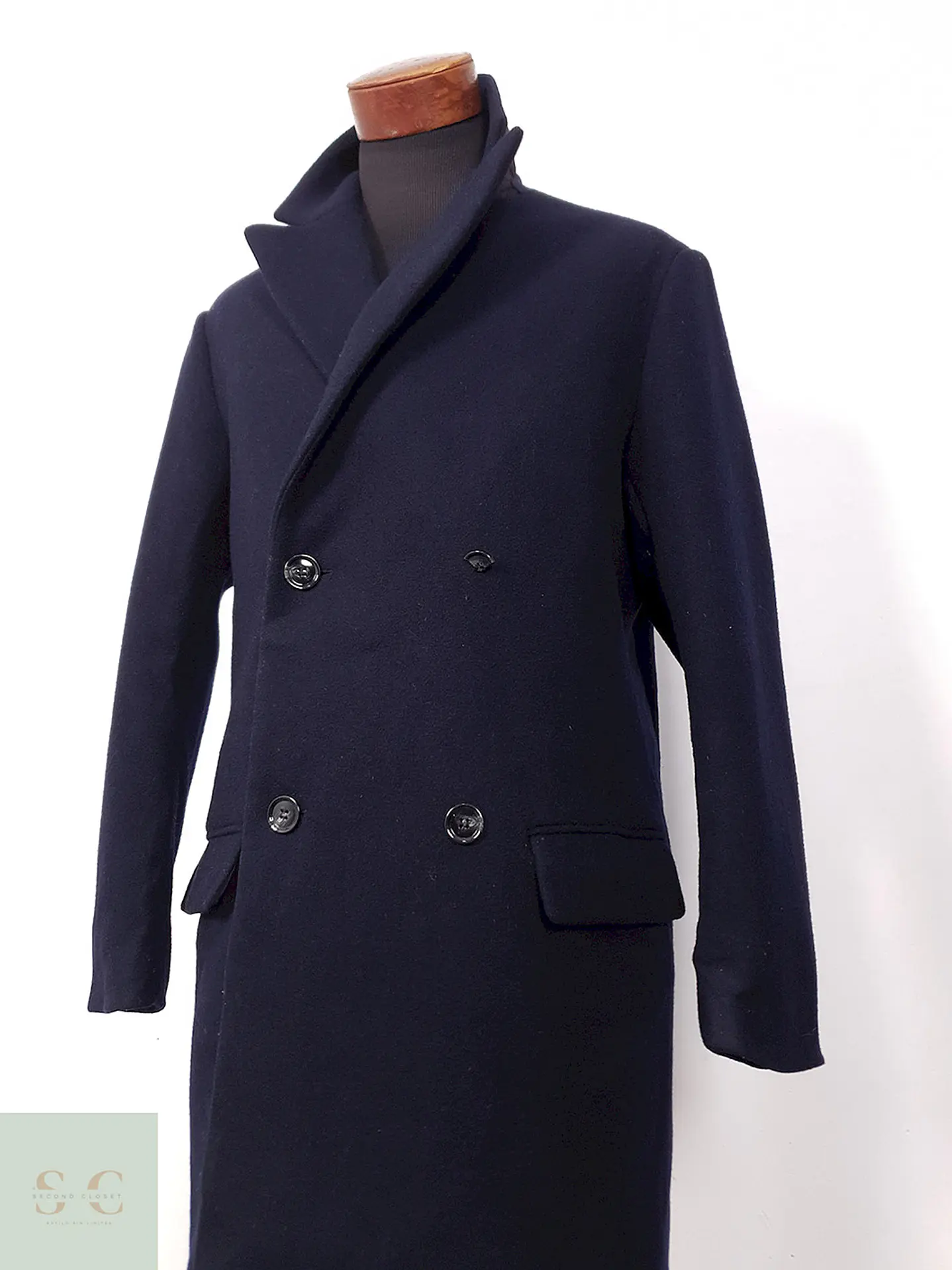 Abrigo H&M Cruzado Azul Marino Lana - Talla M 4