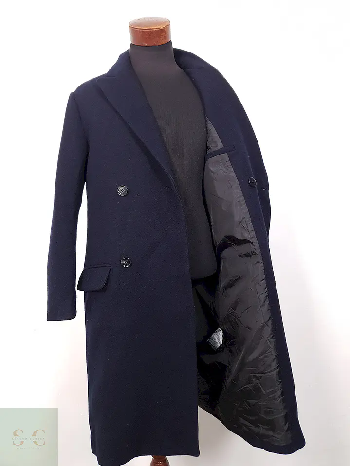 Abrigo H&M Cruzado Azul Marino Lana - Talla M 1