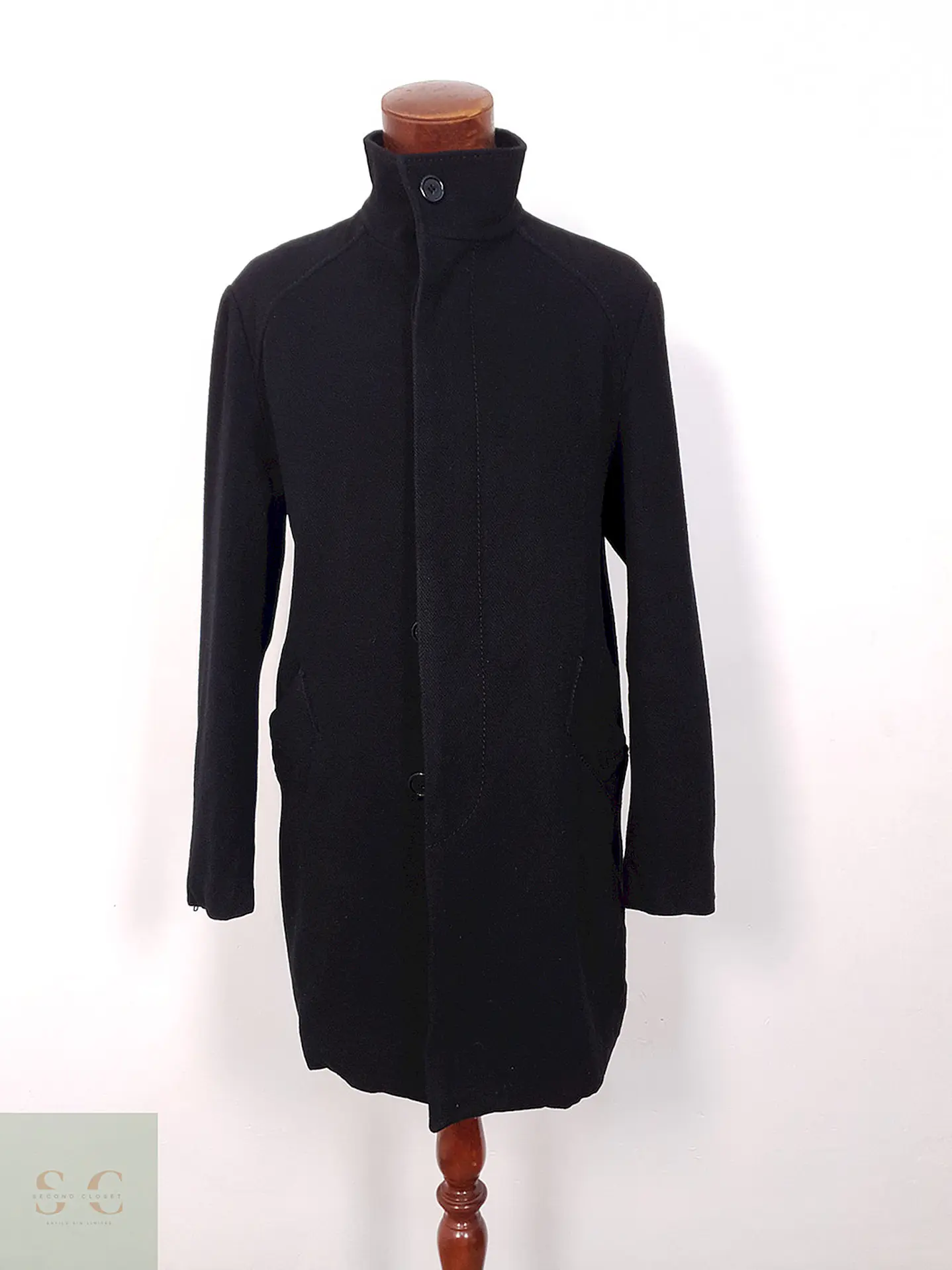 Abrigo H&M Clásico Negro Lana - Talla L 1