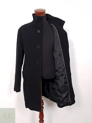 Abrigo H&M Clásico Negro Lana - Talla L