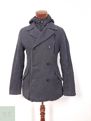 Abrigo Q/S Designed Marinero con Gorro Desmontable Plomo - Talla S