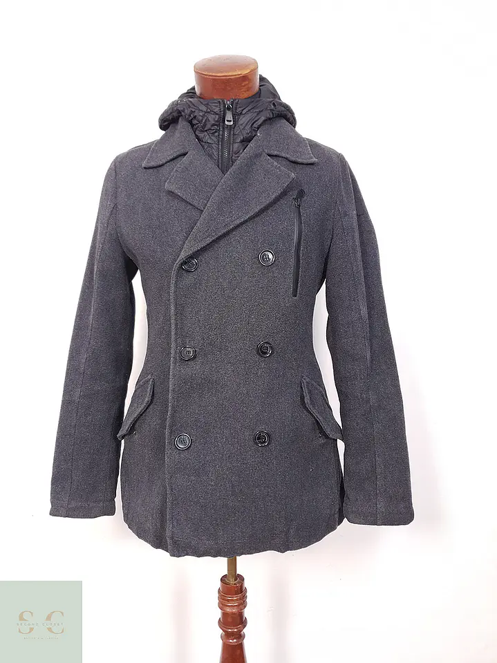 Abrigo Q/S Designed Marinero con Gorro Desmontable Plomo - Talla S 1