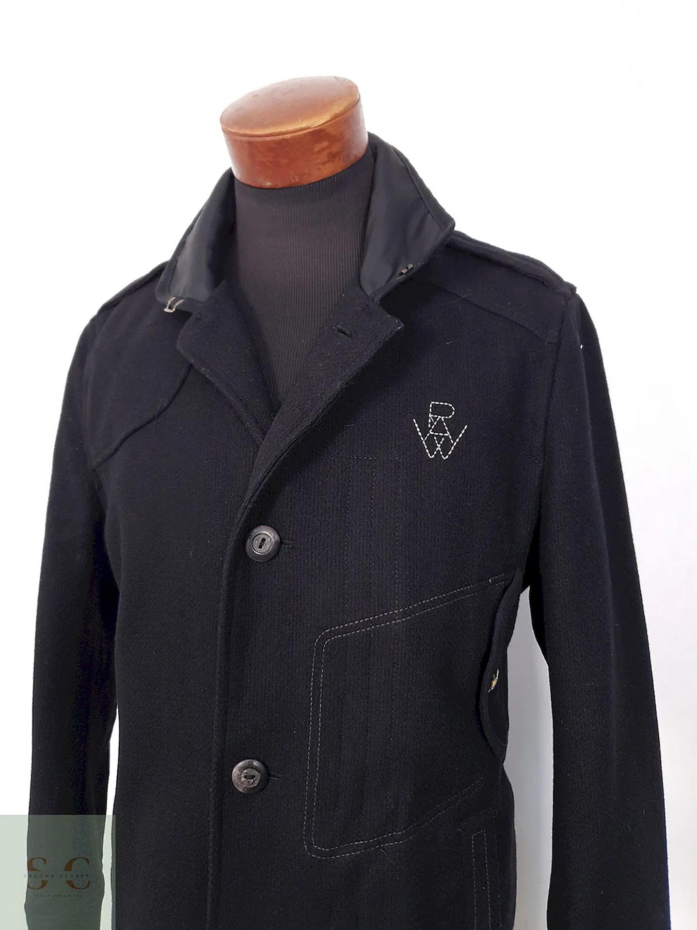 Abrigo G Raw Star Negro Lana - Talla M 3