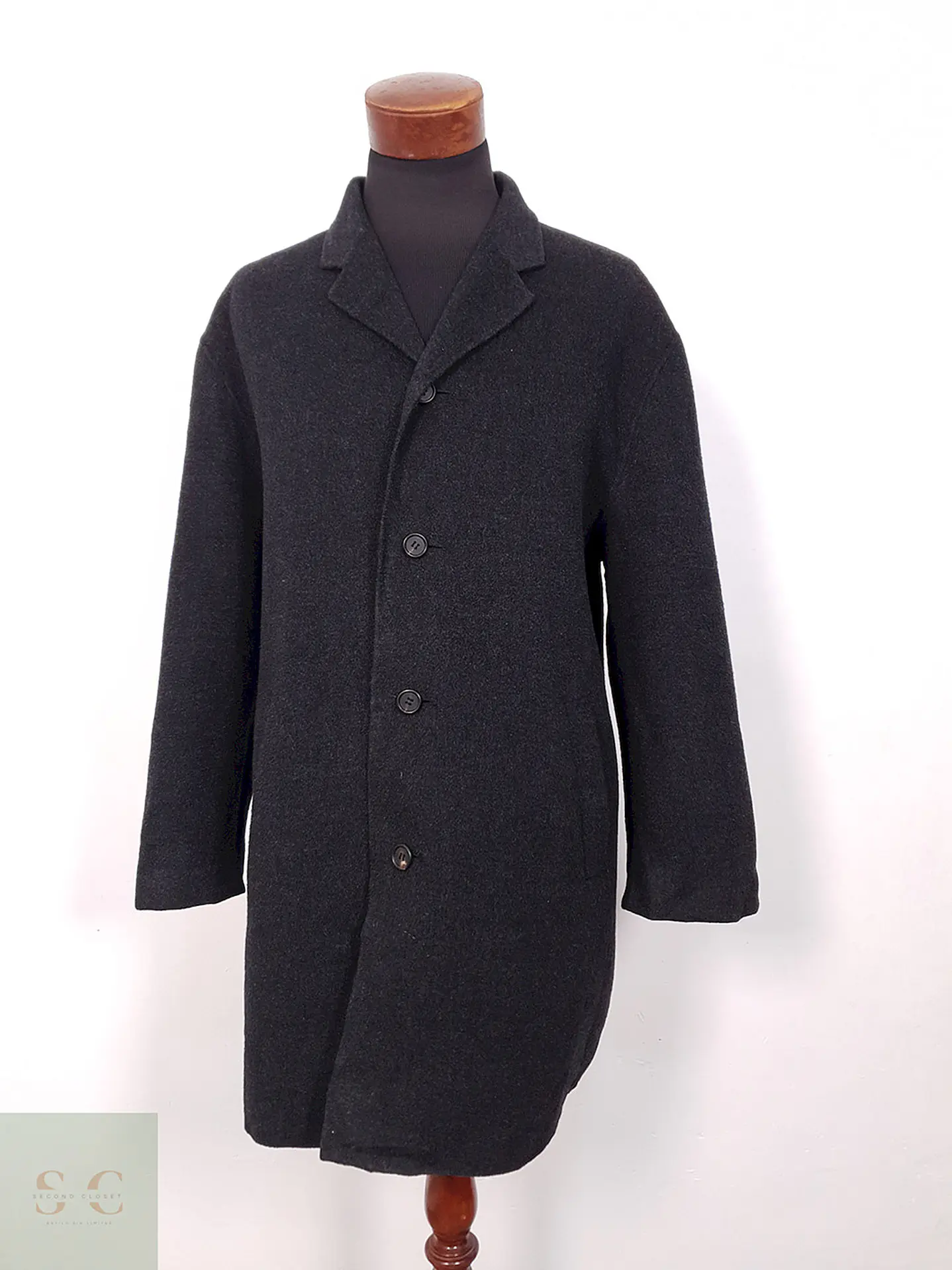 Abrigo Cortefiel Clásico Plomo Oscuro 90% Lana - Talla XL 1