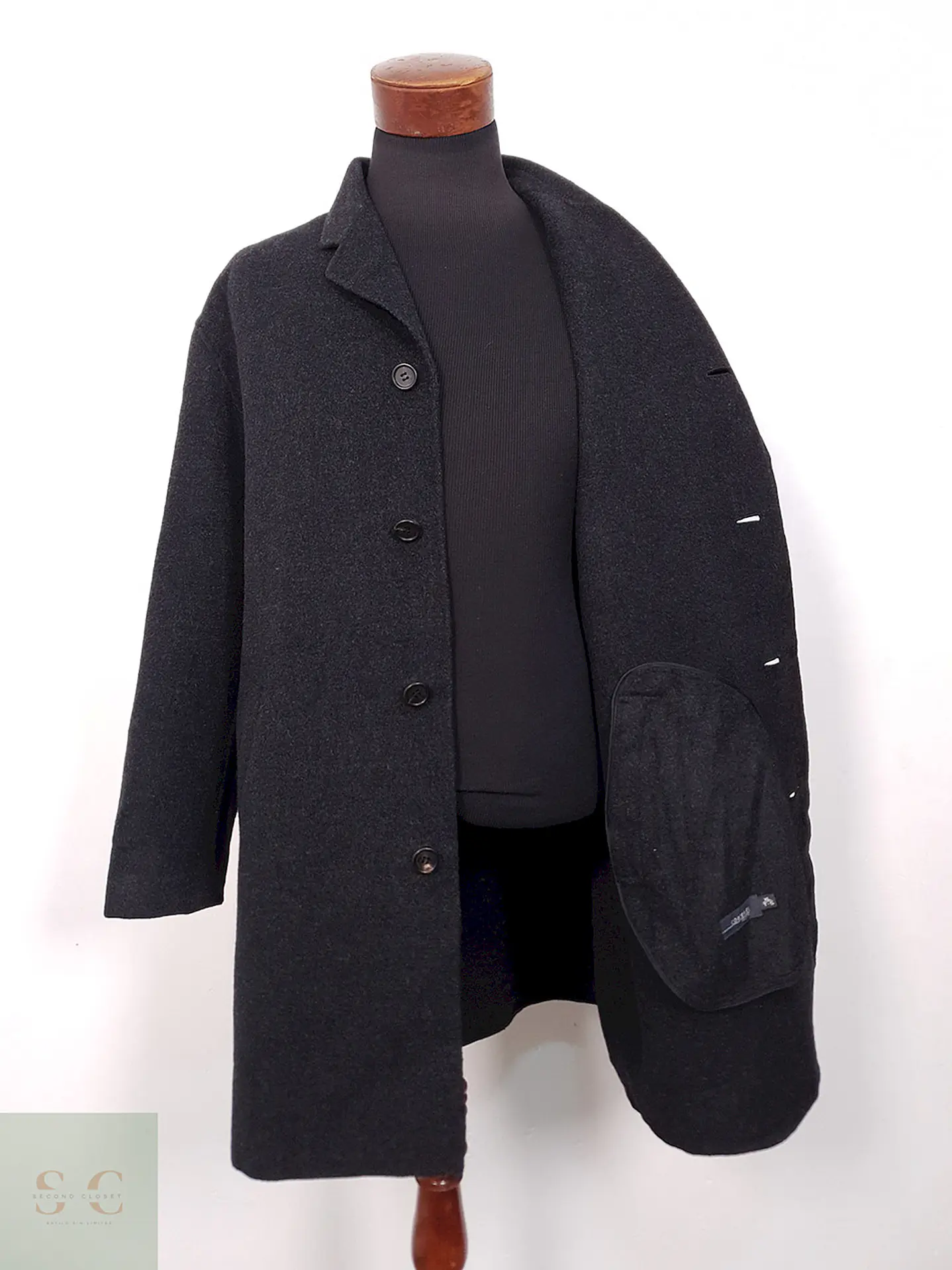 Abrigo Cortefiel Clásico Plomo Oscuro 90% Lana - Talla XL 3