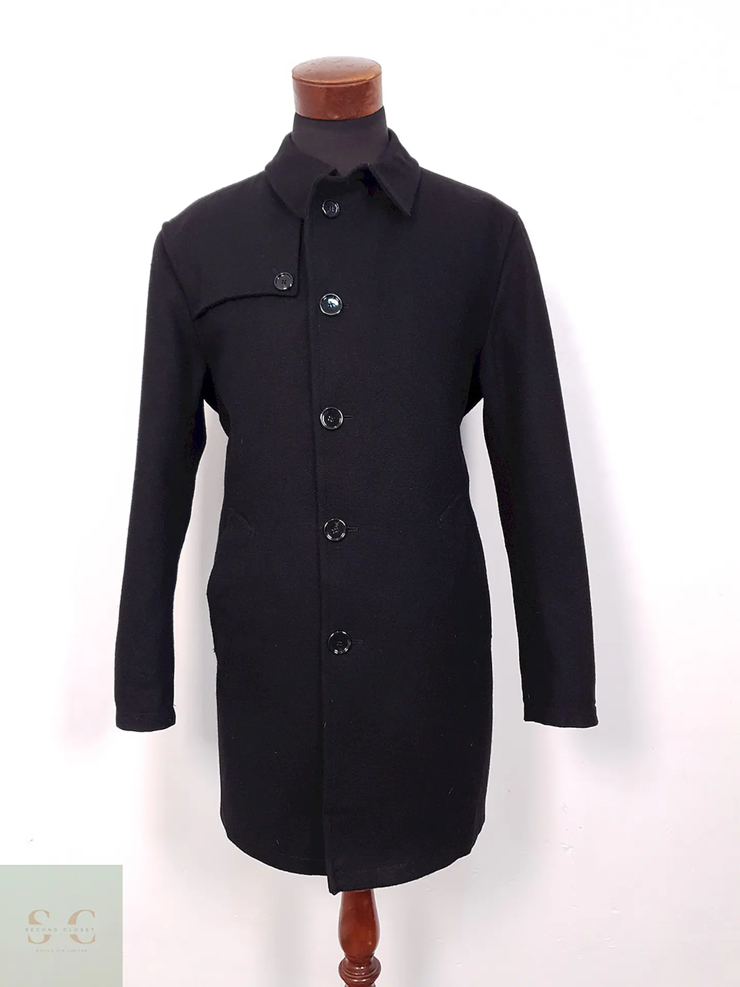 Abrigo Bugatti Clásico Negro Lana - Talla M 2