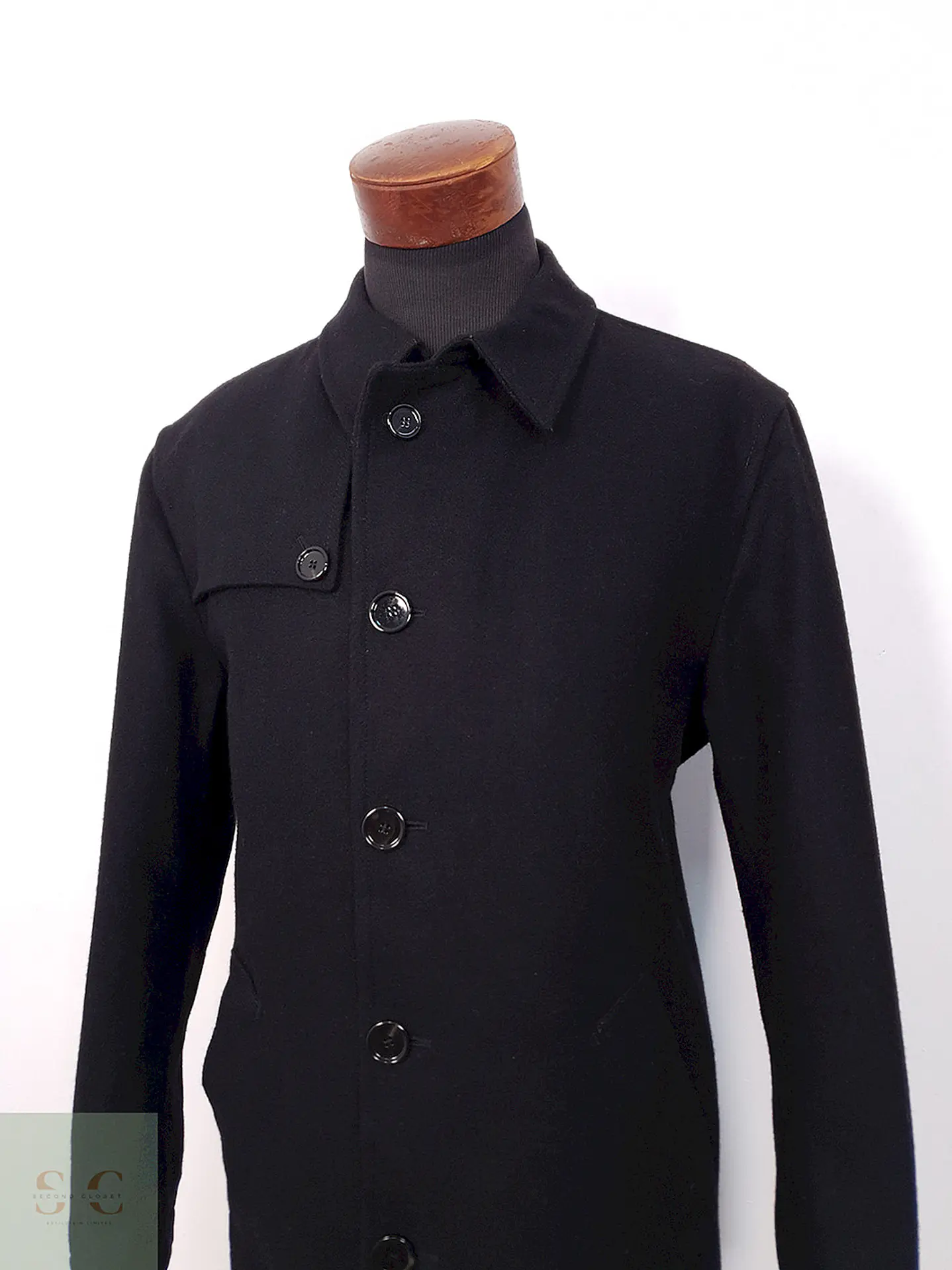 Abrigo Bugatti Clásico Negro Lana - Talla M 3