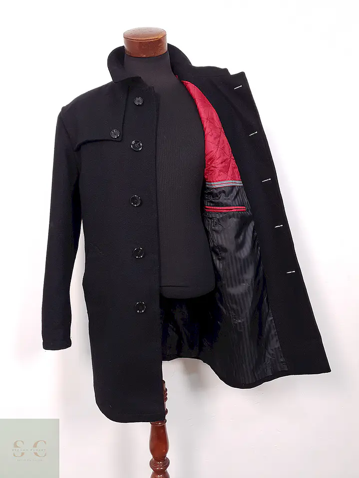 Abrigo Bugatti Clásico Negro Lana - Talla M 1