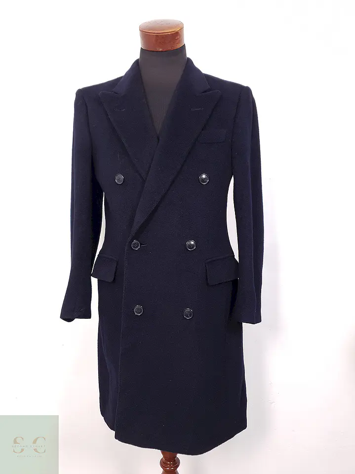 Abrigo Hugo Boss Creation Cruzado Azul Marino Lana - Talla M 1