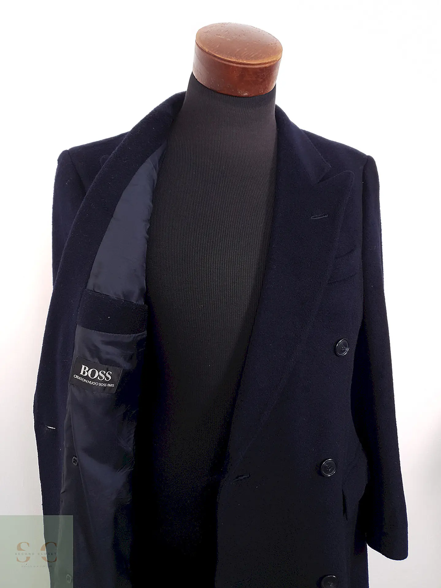 Abrigo Hugo Boss Creation Cruzado Azul Marino Lana - Talla M 6