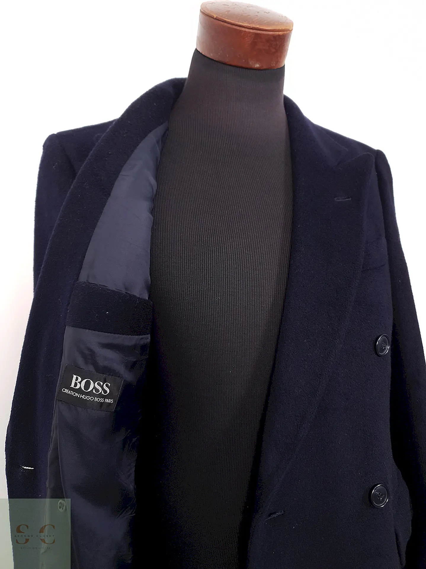 Abrigo Hugo Boss Creation Cruzado Azul Marino Lana - Talla M 9