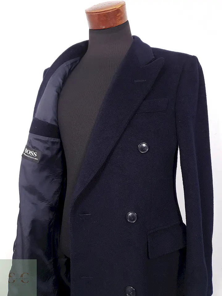 Abrigo Hugo Boss Creation Cruzado Azul Marino Lana - Talla M 10