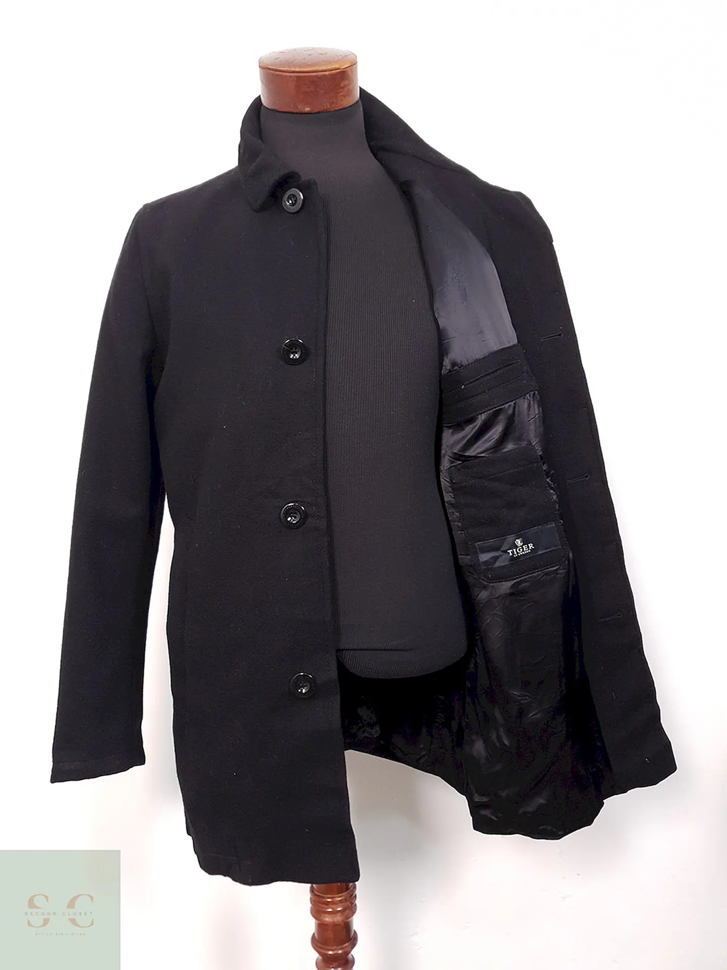 Abrigo Tiger of Sweden Clásico Negro Lana - Talla S 3