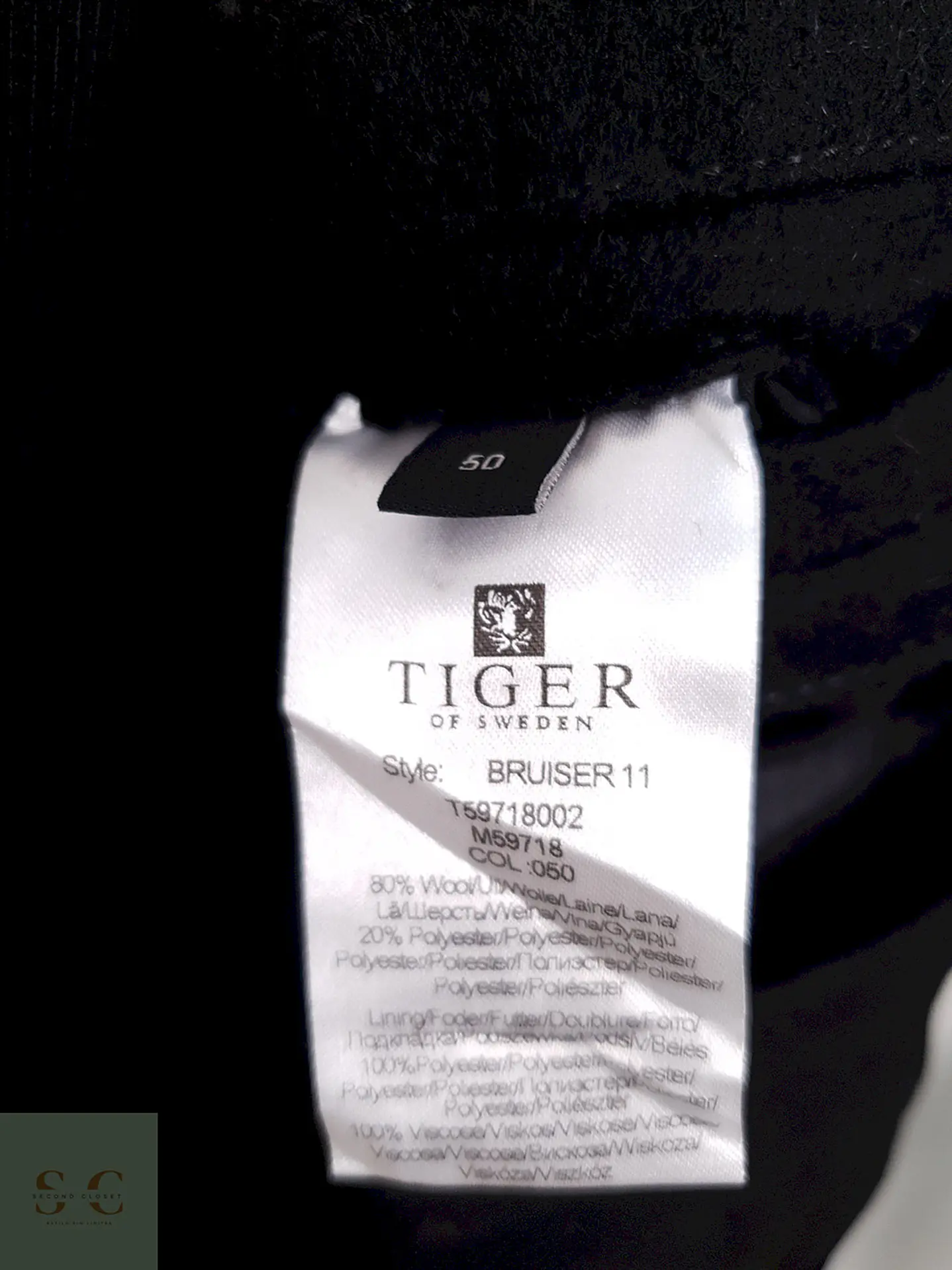 Abrigo Tiger of Sweden Clásico Negro Lana - Talla S 5