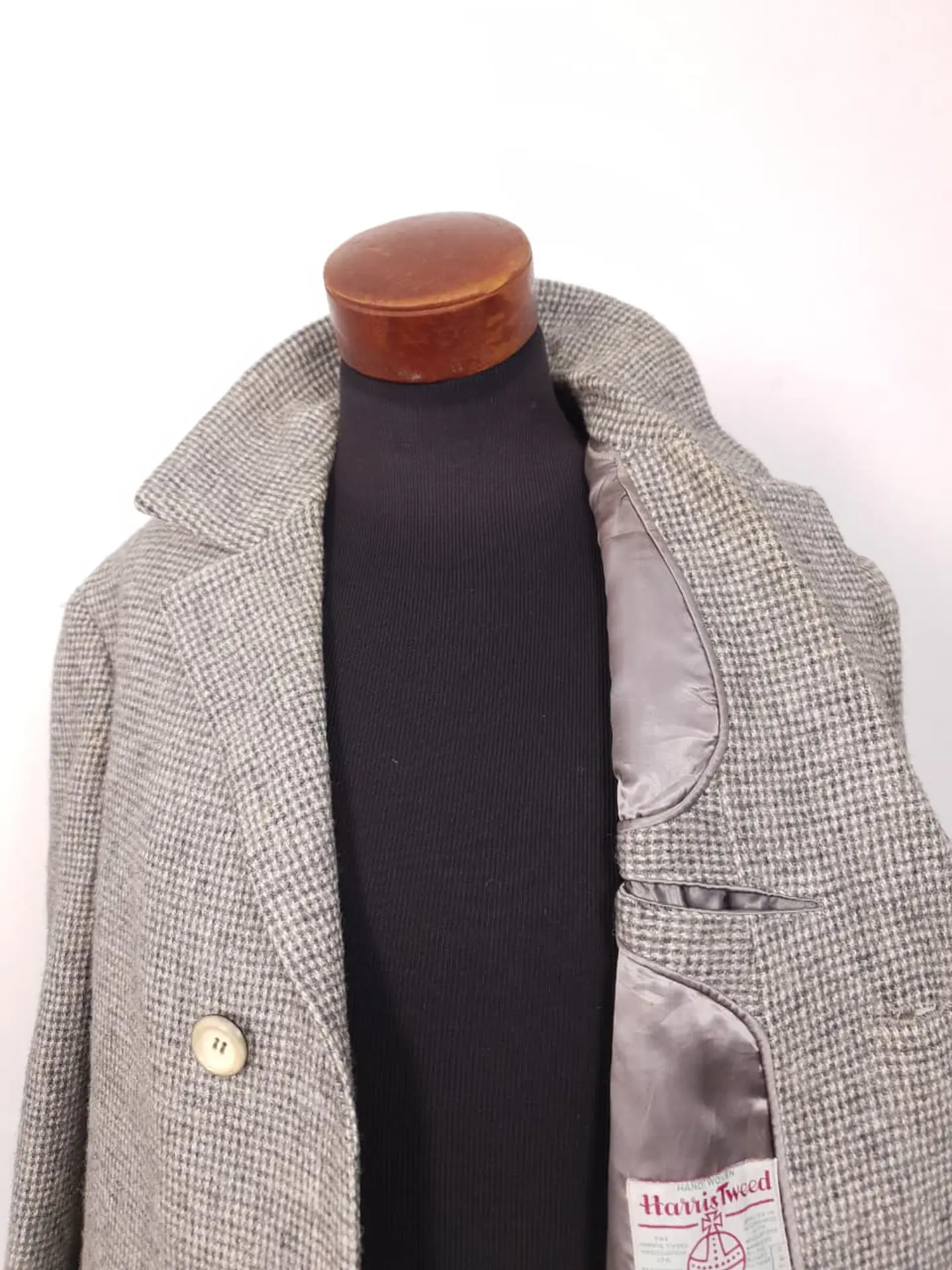 Abrigo Harris Tweed Vintage Largo 100% Lana Escocesa - Talla XL 6