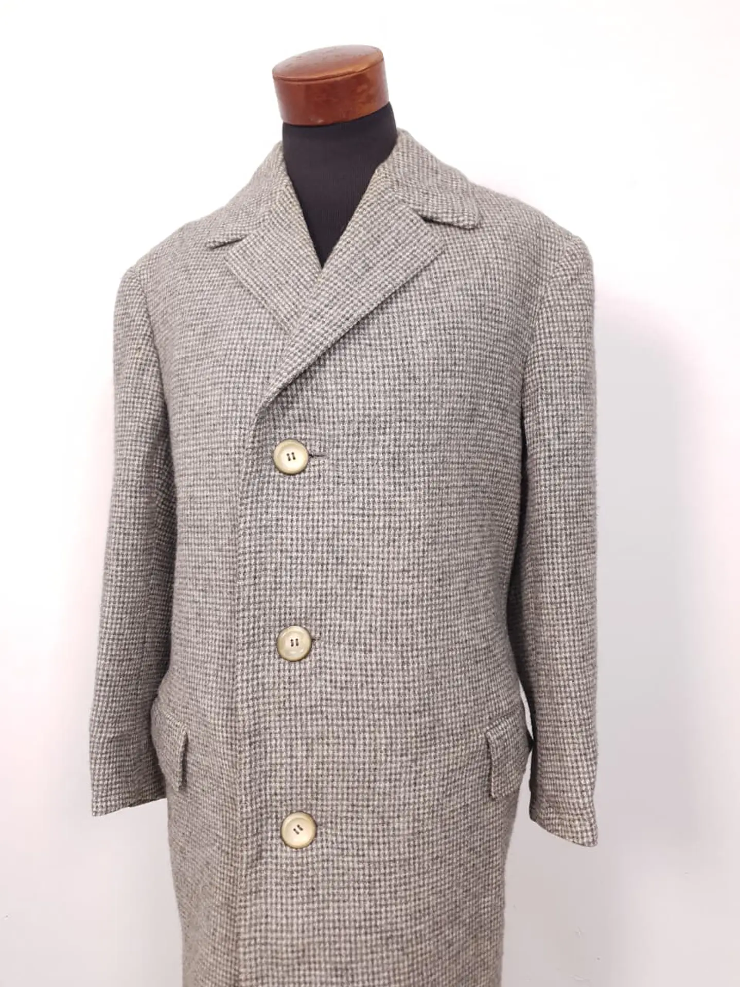 Abrigo Harris Tweed Vintage Largo 100% Lana Escocesa - Talla XL 5