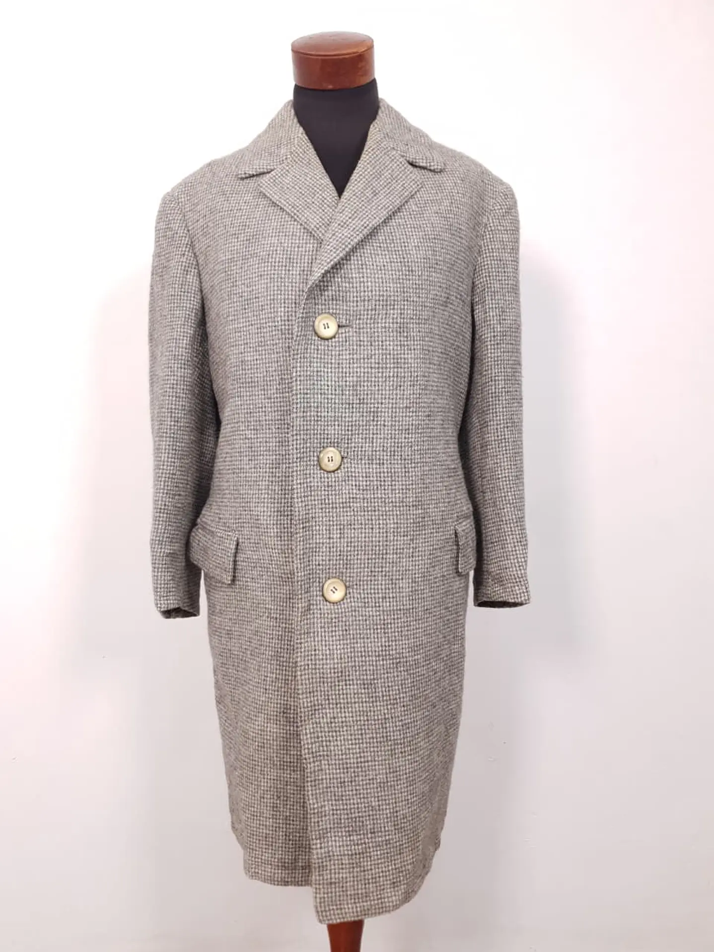 Abrigo Harris Tweed Vintage Largo 100% Lana Escocesa - Talla XL 1