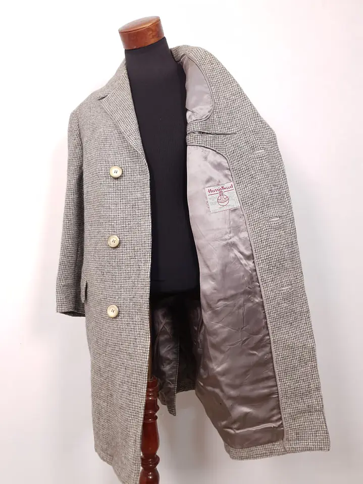 Abrigo Harris Tweed Vintage Largo 100% Lana Escocesa - Talla XL 3
