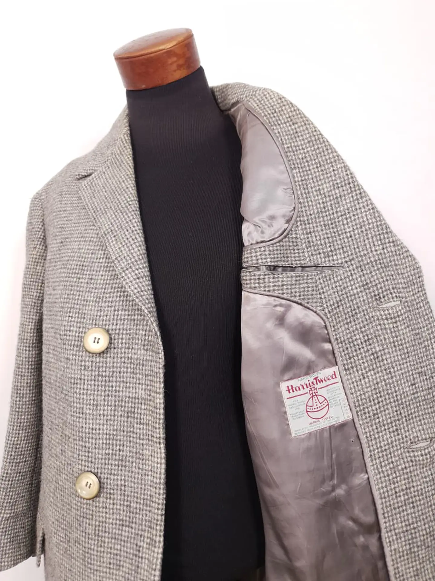 Abrigo Harris Tweed Vintage Largo 100% Lana Escocesa - Talla XL 2