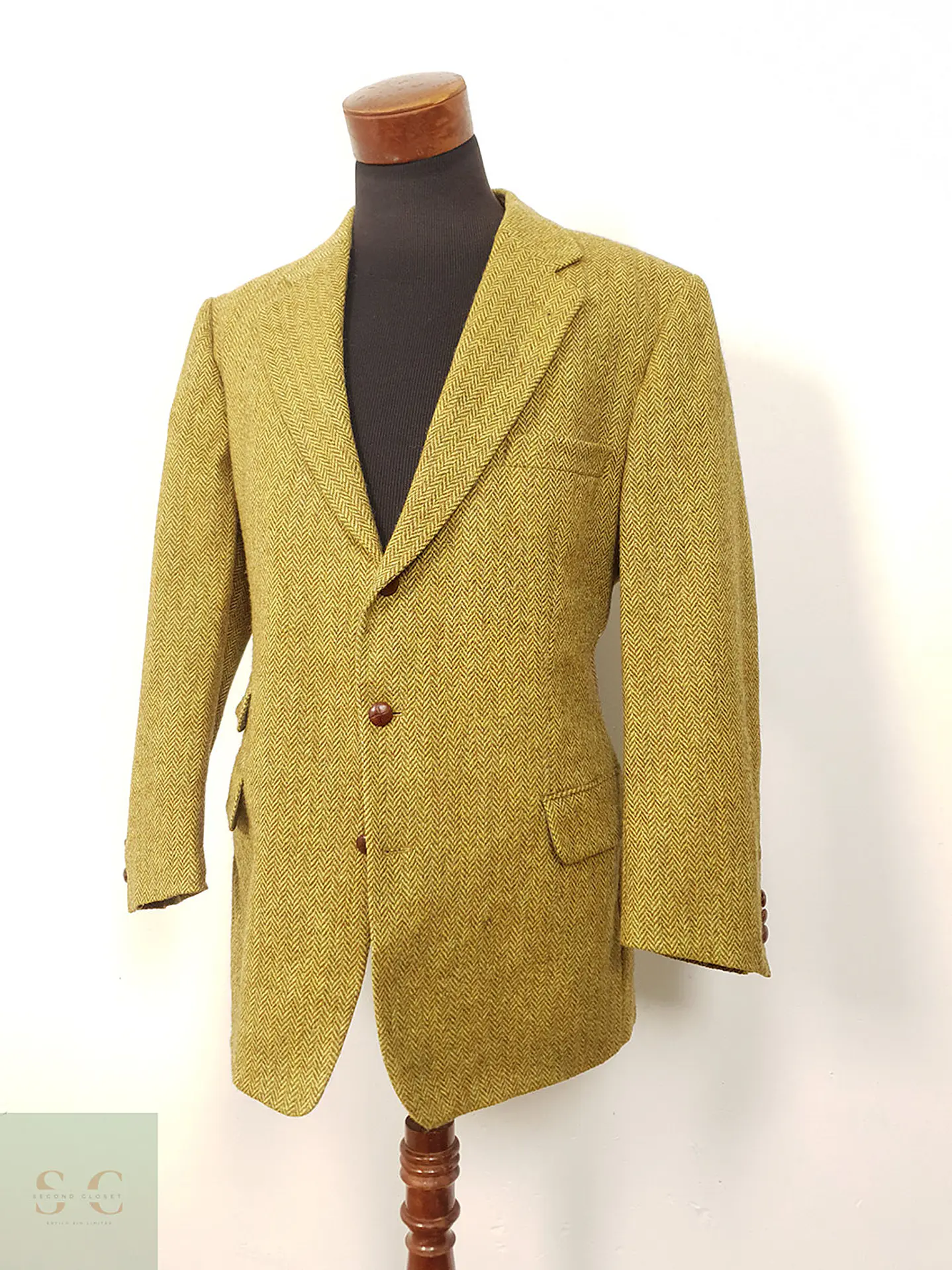 Blazer Sor Alexanders of Scotland Tweed Dorado Lana Virgen - Talla L 1