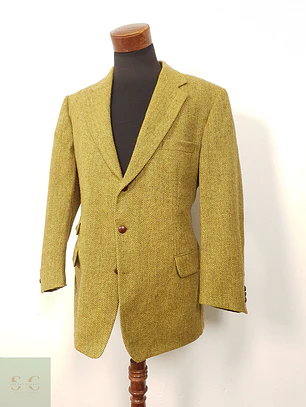 Blazer Sor Alexanders of Scotland Tweed Dorado Lana Virgen - Talla L