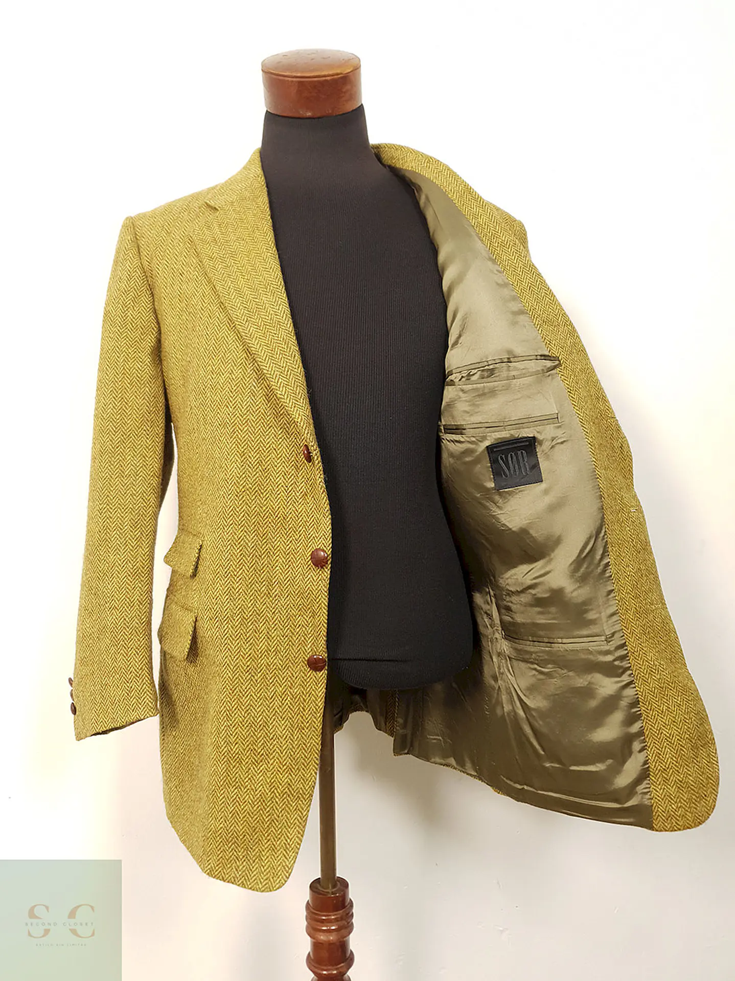 Blazer Sor Alexanders of Scotland Tweed Dorado Lana Virgen - Talla L 7