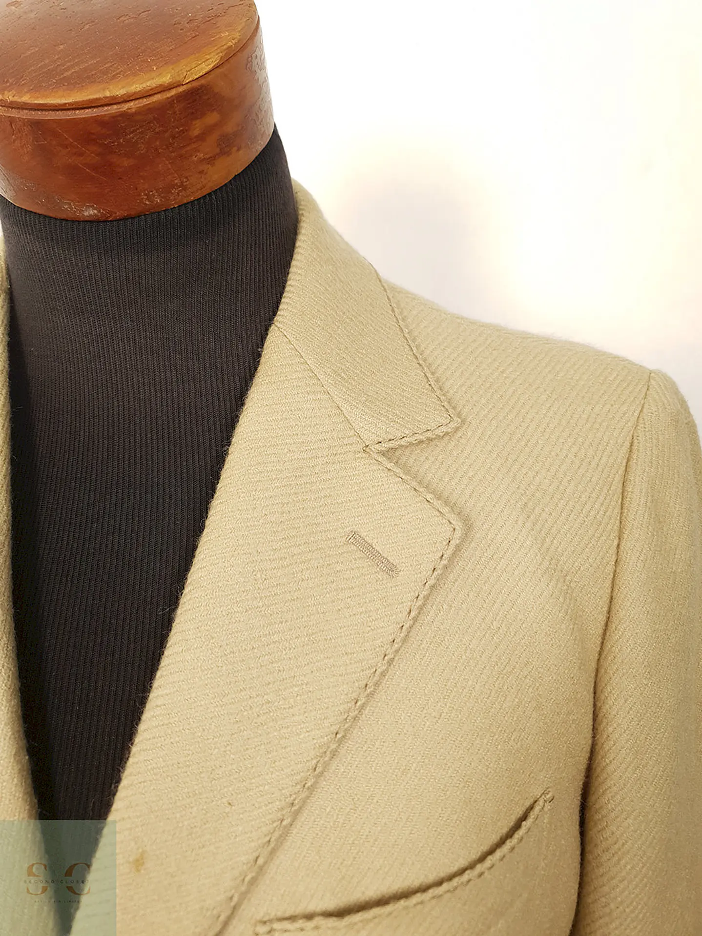 Blazer Mavest France Beige Lana Virgen Botones Cuero - Talla SM 4