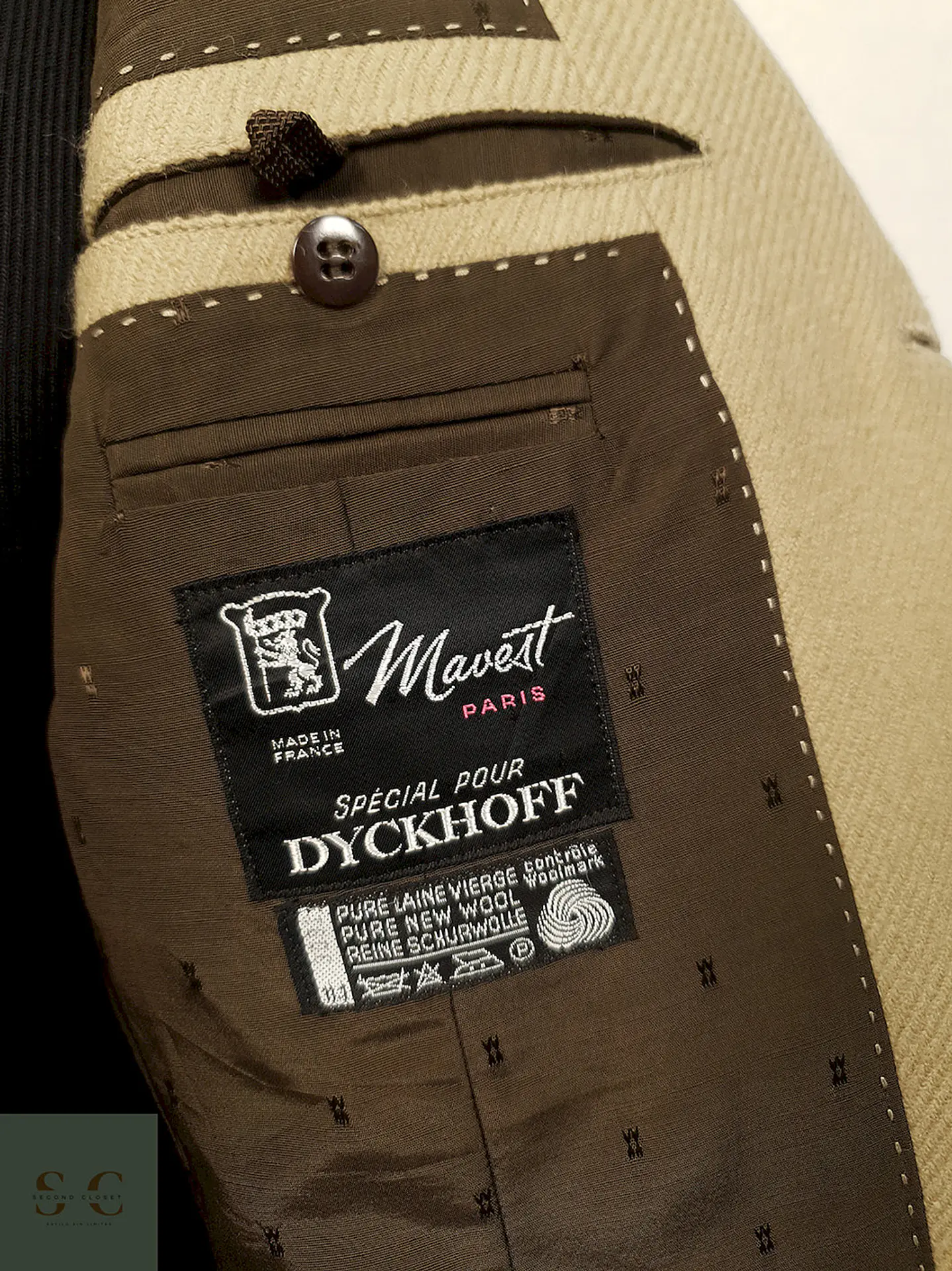 Blazer Mavest France Beige Lana Virgen Botones Cuero - Talla SM 5