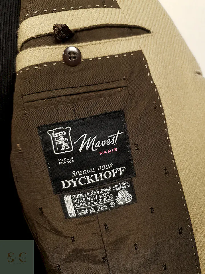 Blazer Mavest France Beige Lana Virgen Botones Cuero - Talla SM 5