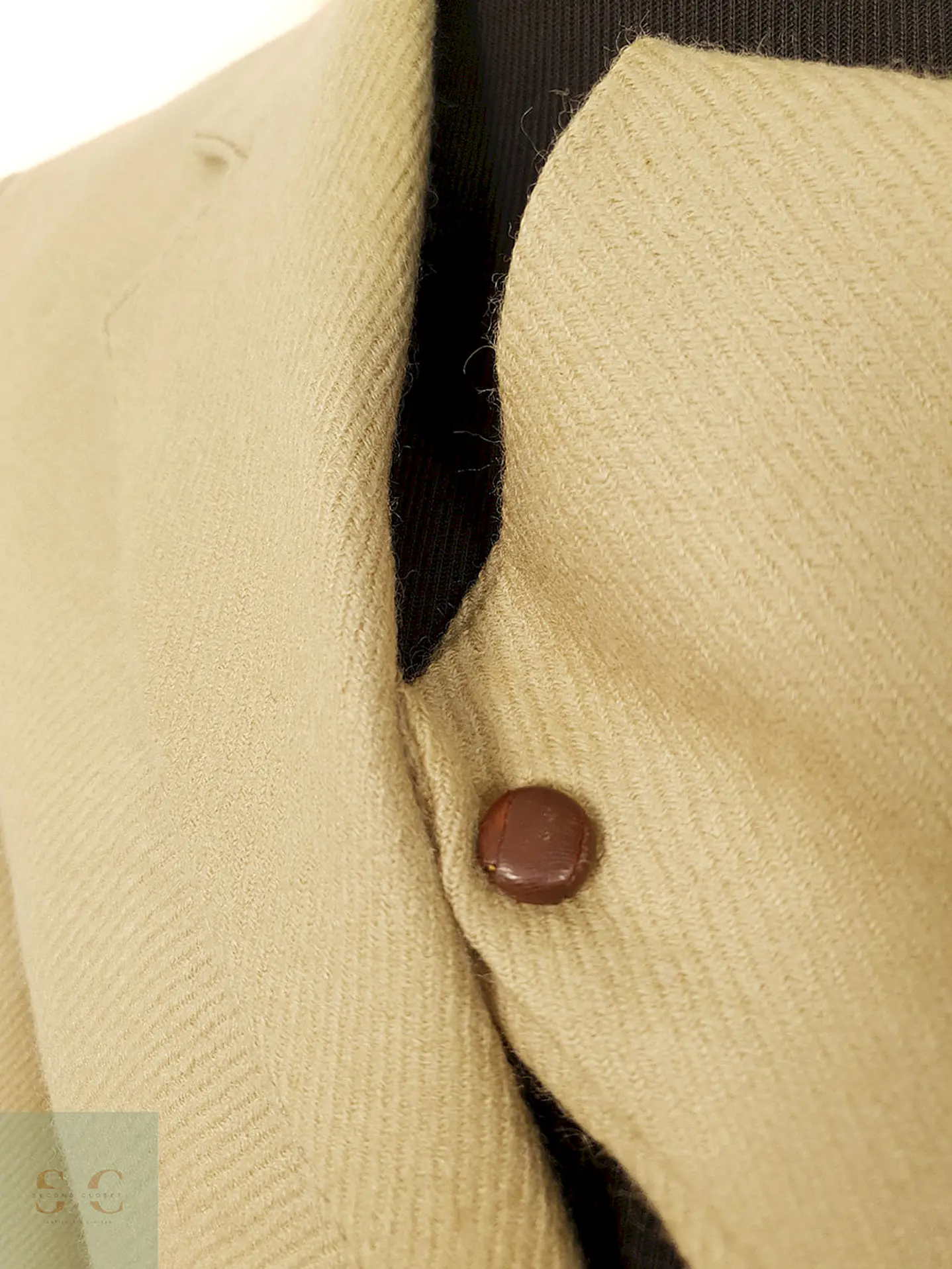 Blazer Mavest France Beige Lana Virgen Botones Cuero - Talla SM 8